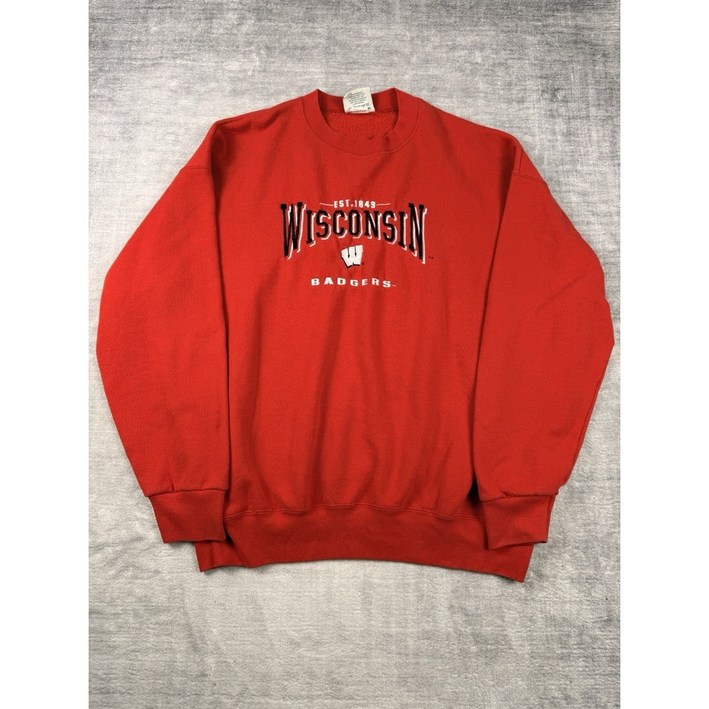 Wisconsin Badgers Sweatshirt Mens XL Red Vtg‎ Lee Sport Embroidered 90s Crewneck
